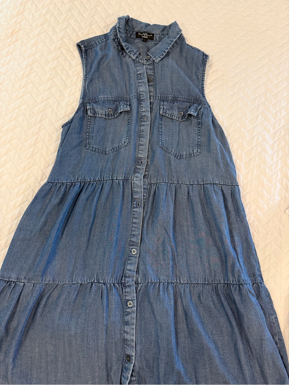 Velvet Heart Blue Sleeveless Tiered Denim Dress for Girls